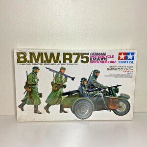 Tamiya 35016 B.M.W. R75 German Motorcycle + Sidecar 1/35 Model Kit – Sealed